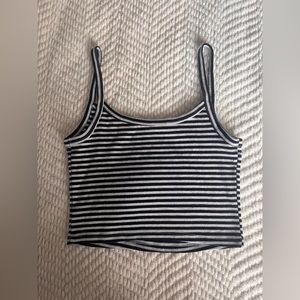 Cropped black and white stripped tank top